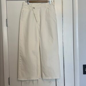 Mango Denim Maxi Skirt, Size M, Asymmetrical Button Closure